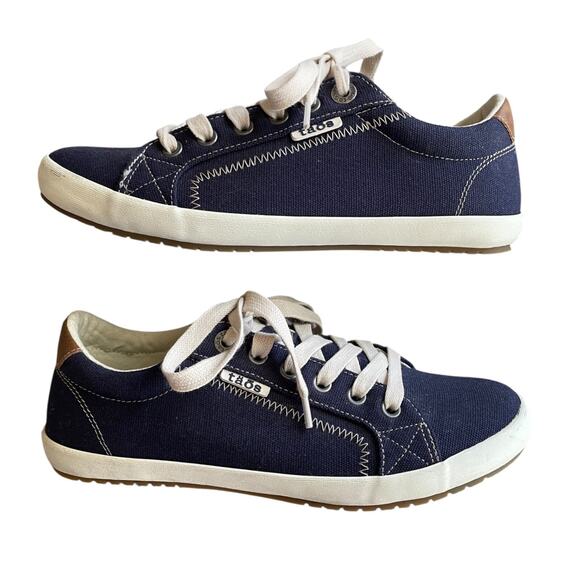TAOS Star Burst Women’s Size 8 Navy Blue White Lace-Up Canvas Sneakers STB-13834 - Picture 1 of 8